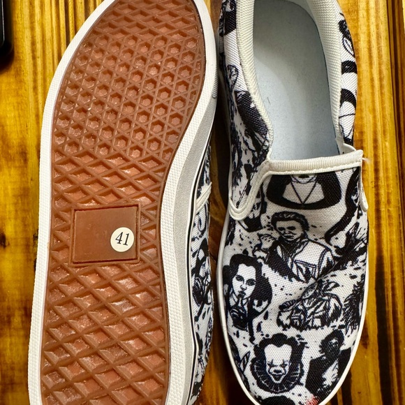 Black and White Graphic Slip-On Sneakers - Picture 1 of 6